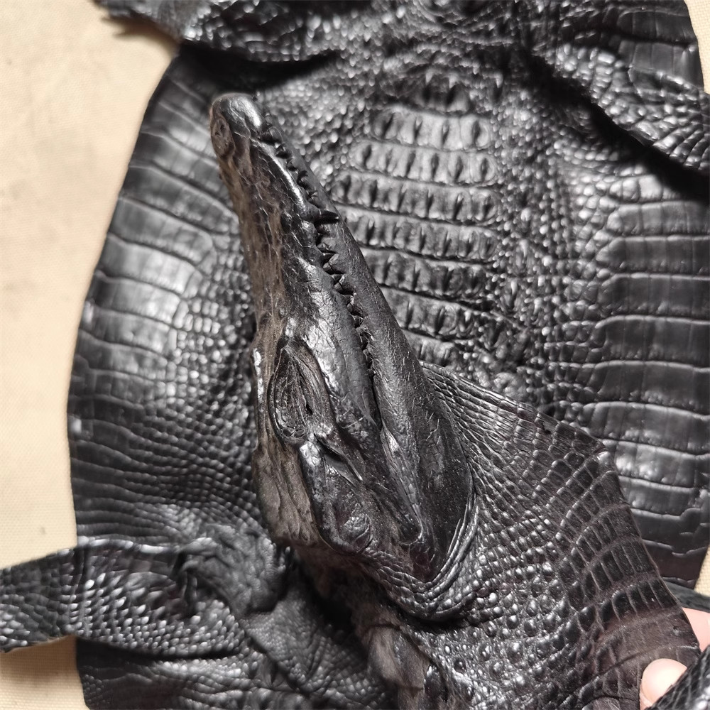 Real Alligator Crocodile Skin Leather Hide Exotic Soft Pelt DIY Craft Black