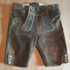 Grasegger Lederhose braun, Ziegenleder Velour m. abnehmbaren Tr&auml;gern, Gr. 158