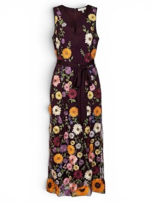 Etcetera  Fete  Embroidered Floral Maxi Dress - Size 8 - $525 Retail NWT