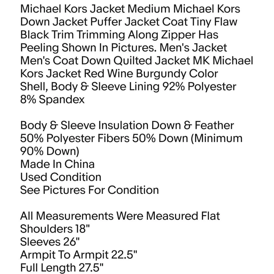 Michael Kors Jacket Medium Michael Kors Down Jacket Puffer Jacket Coat Tiny Flaw - Image 2 of 4