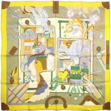 NIB Hermes Scarf BAGAGE A MAIN 90cm Silk Carre ROSA MARIA UNDA SOUKI