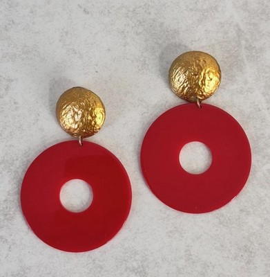 Ohrhänger Statement Boho Gold Style große Ohrstecker rund Acryl neue Farben