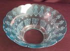 1880's Blue Deep Acid Cut Back Medallion Decorated Kerosene Oil Gas 4" Lip Shade — photo 2