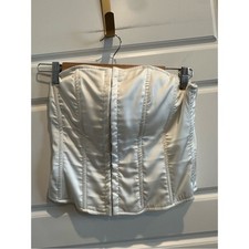 Missguided Satin Corset Strapless Top-White-size 6
