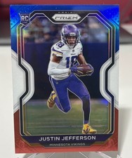 JUSTIN JEFFERSON 2020 Panini Prizm Football RED WHITE & BLUE PRIZM Rookie Card. rookie card picture