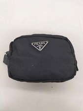 Borsa cosmetica in nylon originale PRADA borsa trucco nera triangolo logo pla...