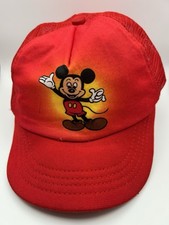 Vintage Disney Mickey Mouse Red Mesh Trucker Hat for Child