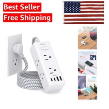 Compact 6-Outlet Surge Protector with 4 USB Ports  Wall Mount - 900 Joules Safe