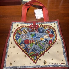 Brighton Celebrate Holiday Tote Bag New With Tags Love Graphic Canvas Tote Bag 