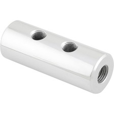 Round Polished Aluminum Fuel Block 2-hole
