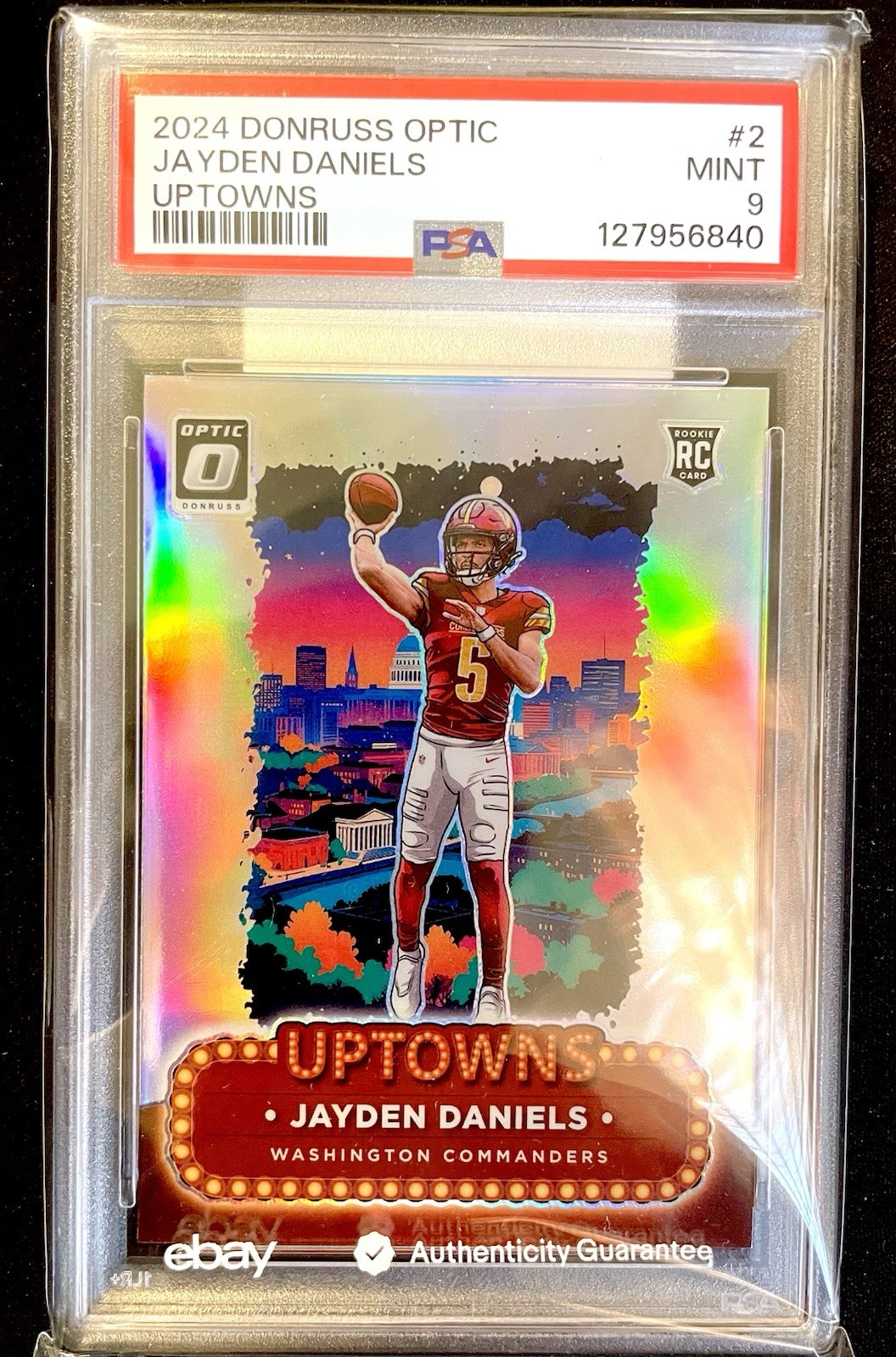 Uptown Jayden Daniels Rookie! Panini 2024 Donruss Optic #2 Prizm  PSA 9 
