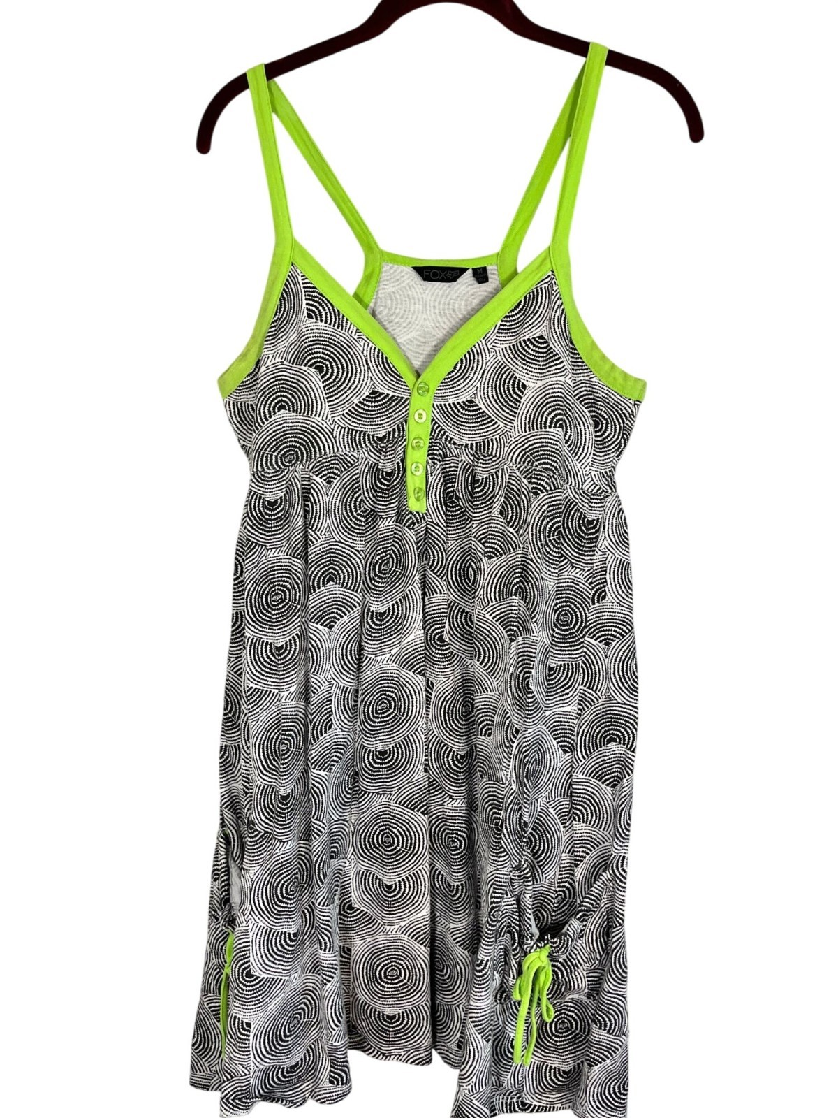 Colorful Fox Racing Tank Dress Black M Retro Mod Skater Grunge Festival Artsy