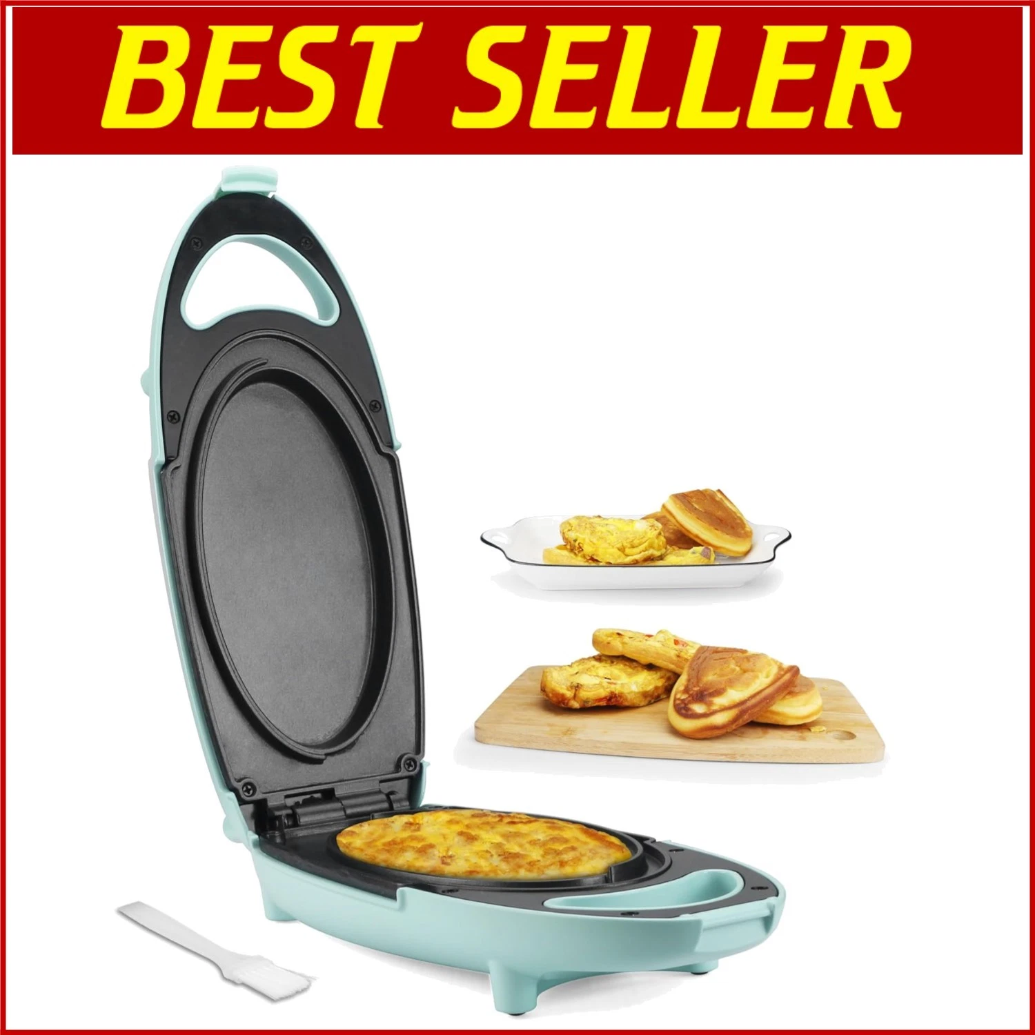 Nonstick Electric Omelette Maker with Recipe Book - 800 Watts Aqua Design$