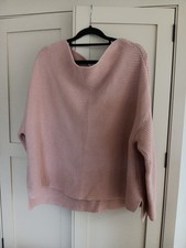 Zara Chunky Knit Cotton Chalk Pink Jumper. Slash Neck. Oversized M/ L