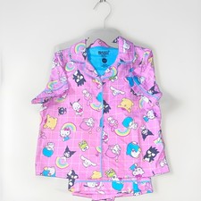 Sanrio Hello Kitty  Friends Girls 2pc Long Sleeve Button-Front Pajamas Pink.