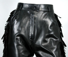 Preços baixos em Calça de couro preto Saint Laurent para mulheres