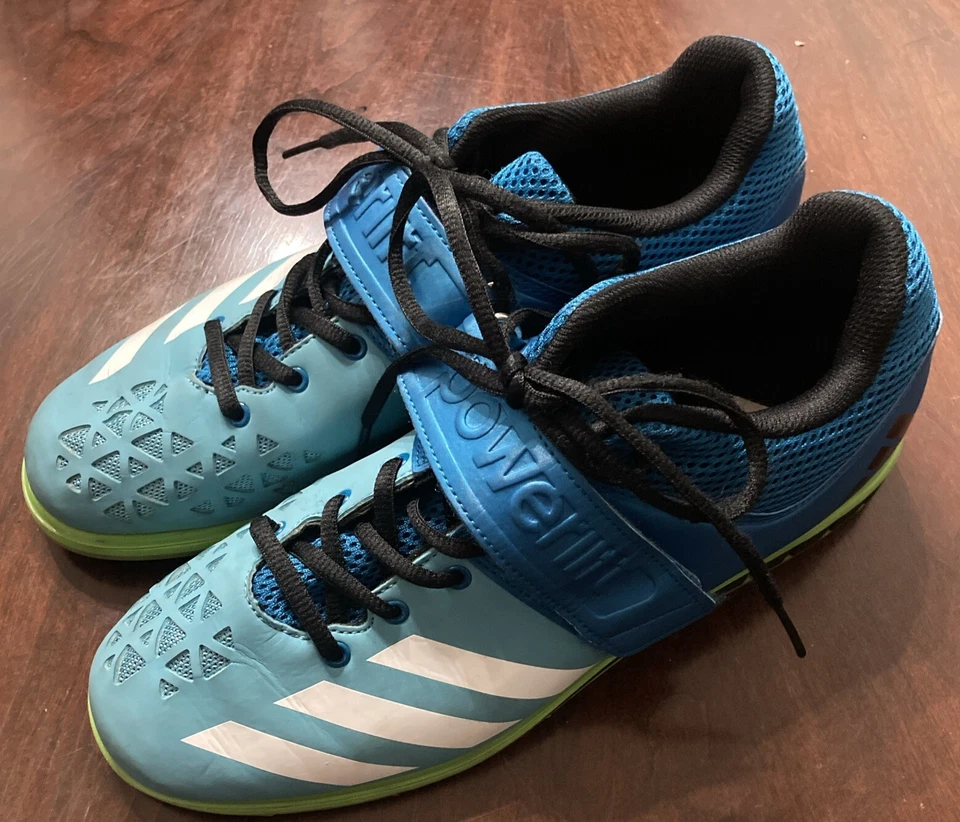 Adidas Powerlift 3 Hombres Zapatos de Levantamiento de Pesas Tenis Azul Verde AQ3331 Talla 9.5 Foto 3 de 4