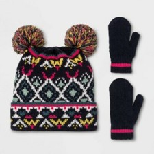Toddlers' Fair Isle Pom Beanie and Magic Mittens Set - Cat Jack 12M-24M