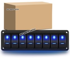 8 Gang Toggle Rocker Switch Panel Blue Led 12v-24v For Car Boat Marine Rv Usa