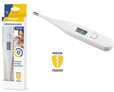 LIFEMED Digitales Fieberthermometer wasserabweisend Fieberalarm ab 15 Sek