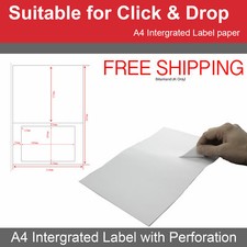 Integrated Labels Royal Mail Click & Drop Invoice Paper A4 Sheet S19 105mmx160mm