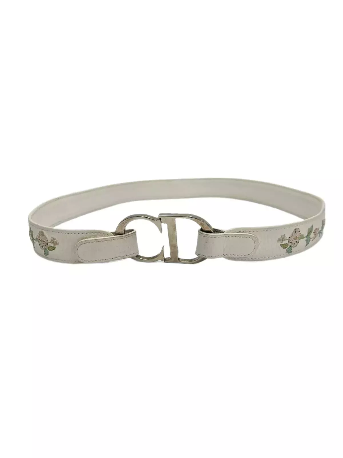 Ceinture Dior en cuir blanc logo « CD »