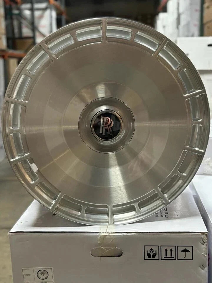 24" SILVER BRUSHED ROLLS ROYCE WHEELS RIMS FLOATING CAPS 5X112 18'-25' CULLINAN