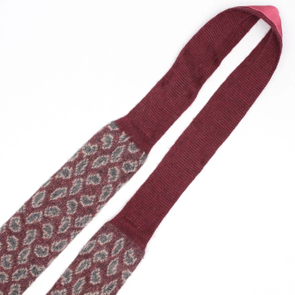 Corbata cuadrada Gladson para hombre tejida lana mezcla seda gris borgoña cachemira Italia Foto 4 de 4