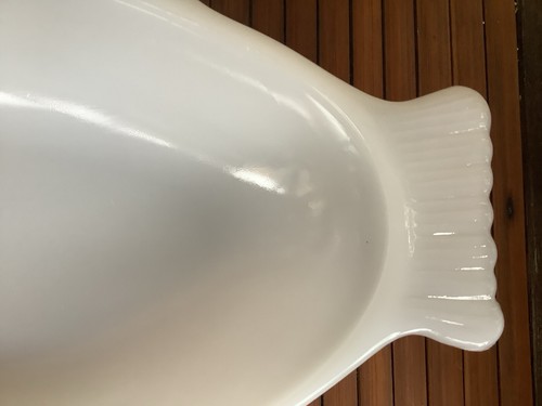 Vtg GlassBake Milk Glass White Fish Dish Large Platter 18 X 8 Serving Plate Tray - Picture 5 of 10