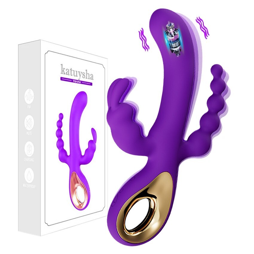 3 IN 1 Rechargeable Rabbit Vibrator Dildo G-spot Massager Anal Sex Toy For  Women