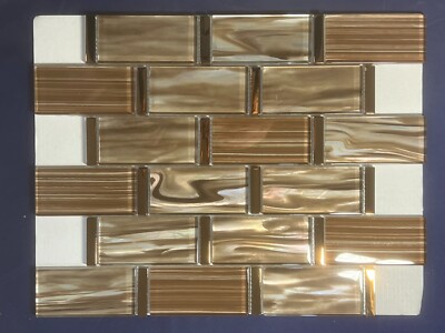 NY92 Brown Glass Rectangle Mosaic Tile Kitchen Bathroom Backsplash, 7 sheets