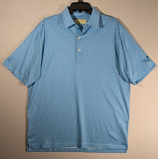 Donald Ross Polo Shirt Men's Medium Geometric All Over Print Blue Golf