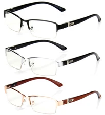 Half Rim Rectangular Fashion Clear Lens Frame Eye Glasses Men Women Designer RX