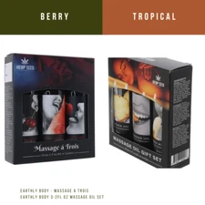 Earthly Body Massage-A-Trois Edible/Flavored Massage Oil 3pk Gift Set - 2oz each