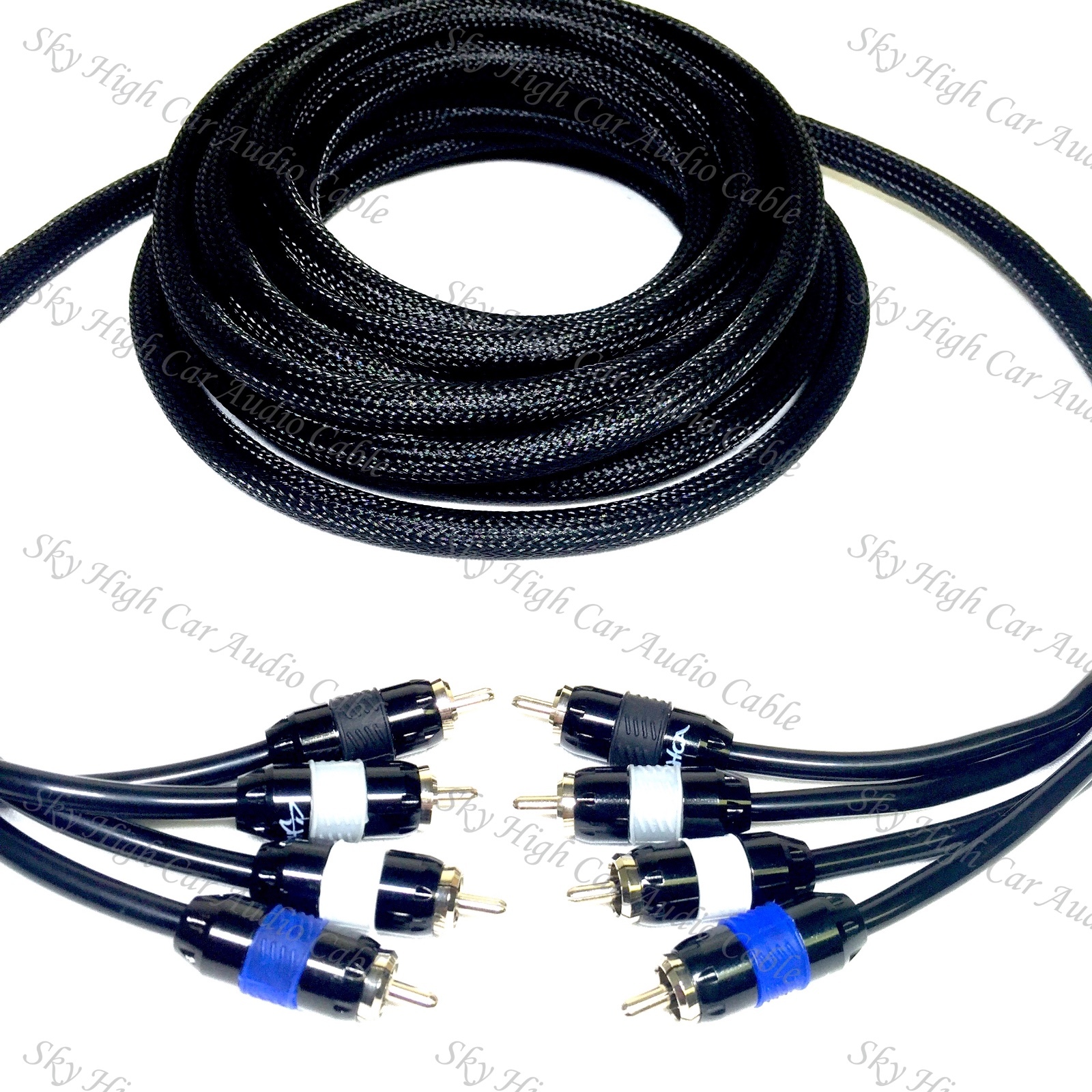 Sky High Car Audio 18 ft 4 Channel PREMIUM RCA Cable Nylon C