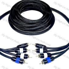 Sky High Car Audio 18 ft 4 Channel PREMIUM RCA Cable Nylon Copper Braided 6 M