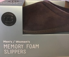 Wayland Square Mens Womens Unisex Memory Foam Slippers S Or M NIB Brown
