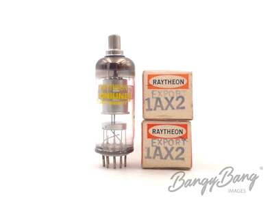 2 Vintage Raytheon 1AX2 Half-Wave Rectifier TV Receiver Audio Vacuum Tube Valve-