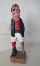 Vintage Hand Carved  Painted Wood PIRATE PEG LEG Wood Figure