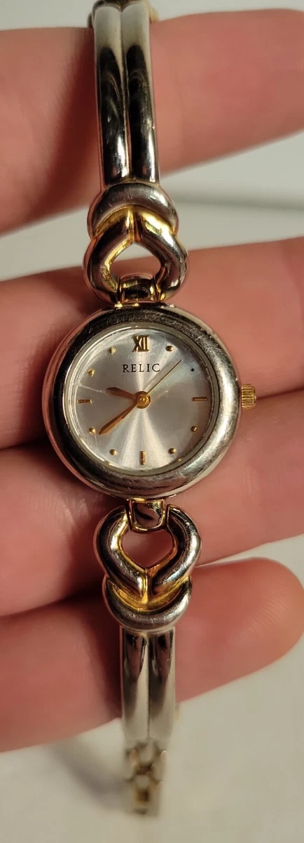 Vintage Relic Womans Wrist Watch Silver And Gold Tone 100 Foot
