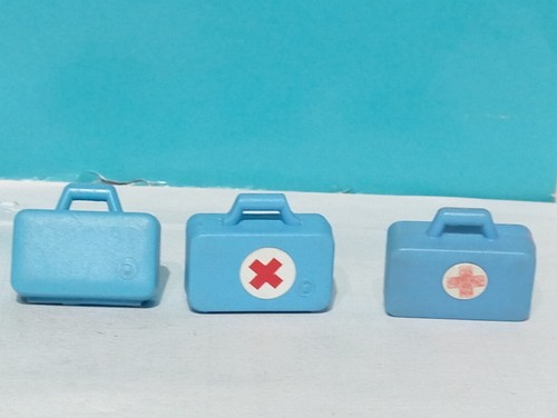 PLAYMOBIL X3 MALETINES AZULES ANTIGUOS MALETAS DOCTOR ENFERMERO ENFERMERA MEDICO - Imagen 2 de 2