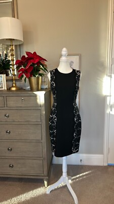 J Crew | Black & Ivory Lace Side Panel Sheath Dress | 4