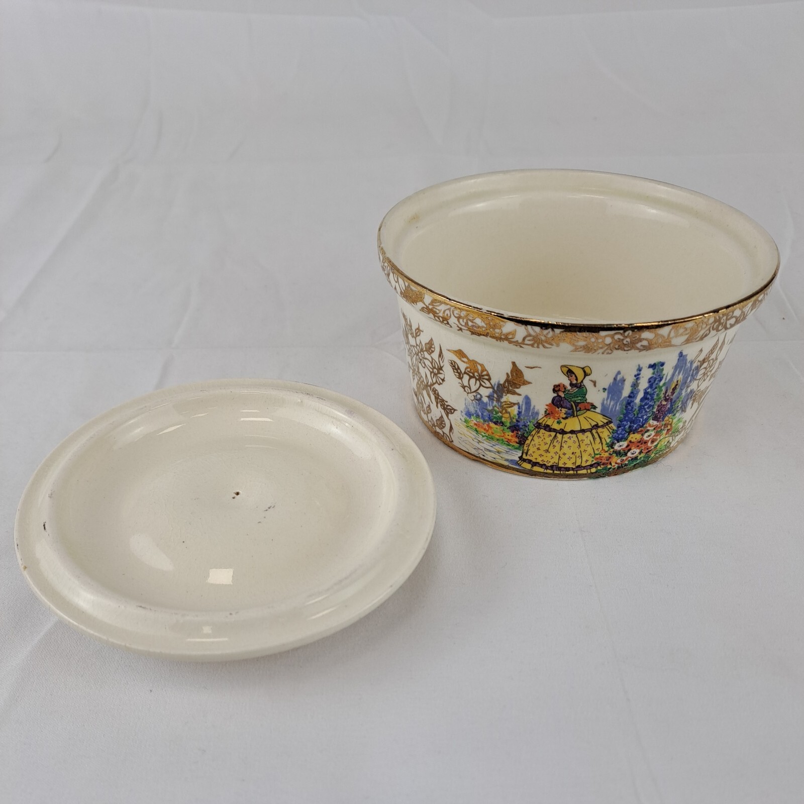 Vintage Round Butter Dish by Sadler Made in England China Crinoline Lady 4.5" eBay