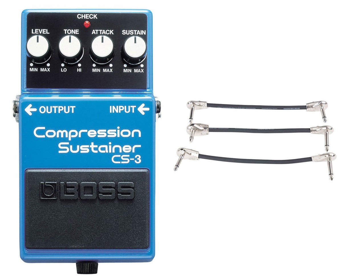 Boss CS-3 Compression Sustainer Pedal + Gator Patch Cable 3 Pack
