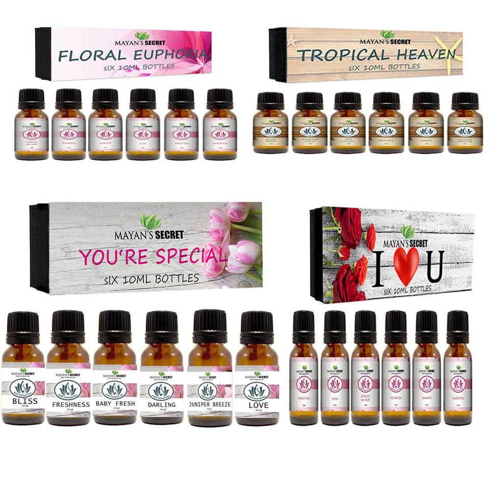 MAYAN'S SECRET Premium Grade Fragrance Oil Gift Set 6/10ml Candle Soap Perfume Making and more