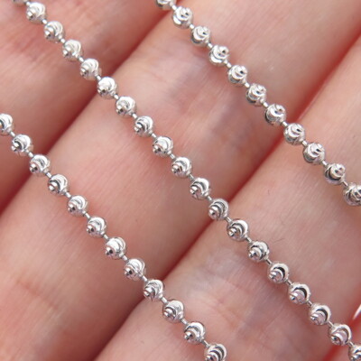 CHRYSOS 925 Sterlingsilber Italien Diamantschliff Kugel Perlen Kette Halskette 28''