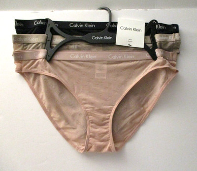 Calvin Klein women's Bikini stretch semi-transparent panties size Large 3 pair