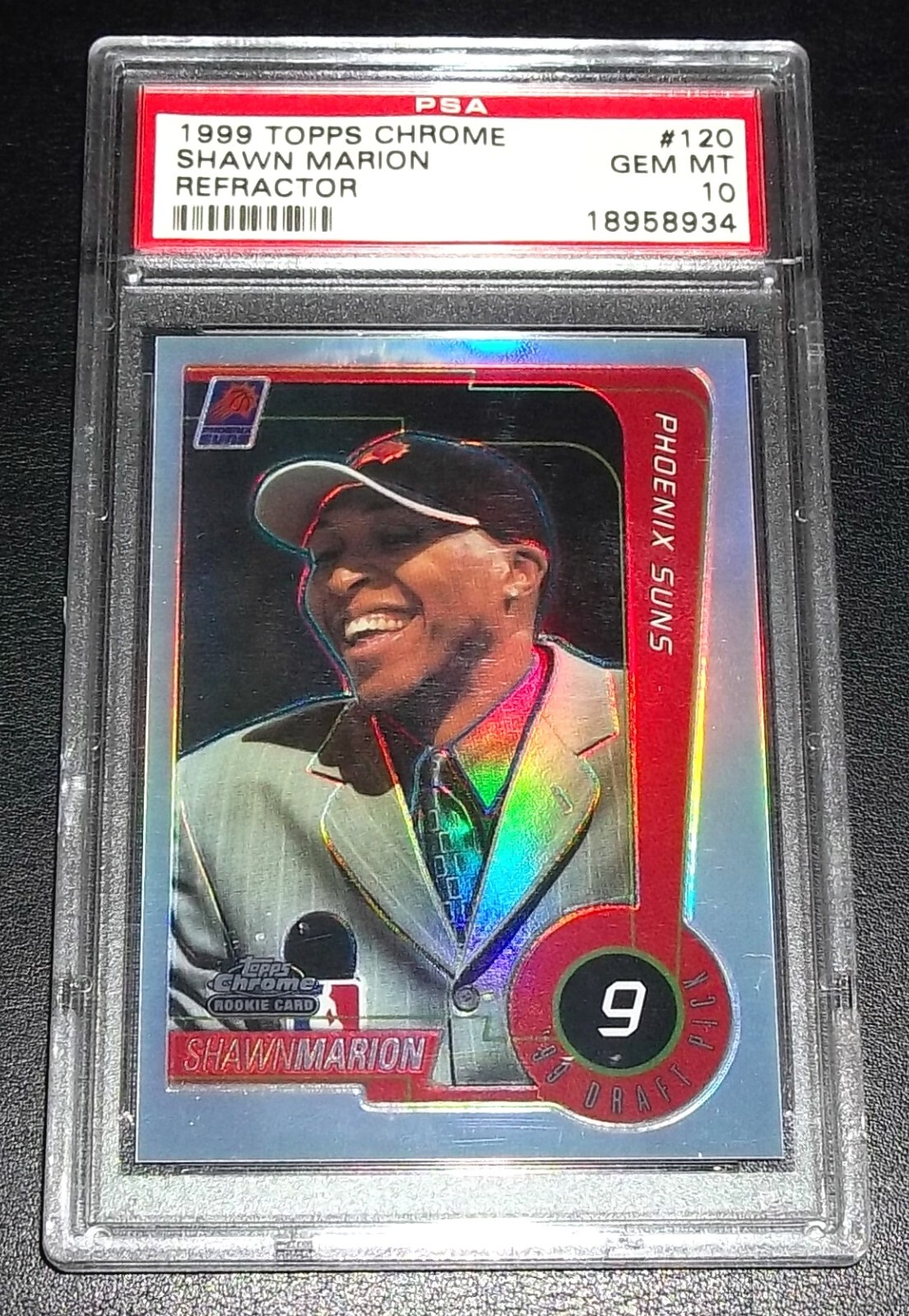 (POP 9) PSA 10 Gem Mint Rc Refractor Shawn Marion Rookie 1999 Topps Chrome #120
