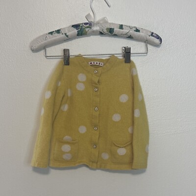 Girls MARNI Yellow And White Polka Dot Sweater 