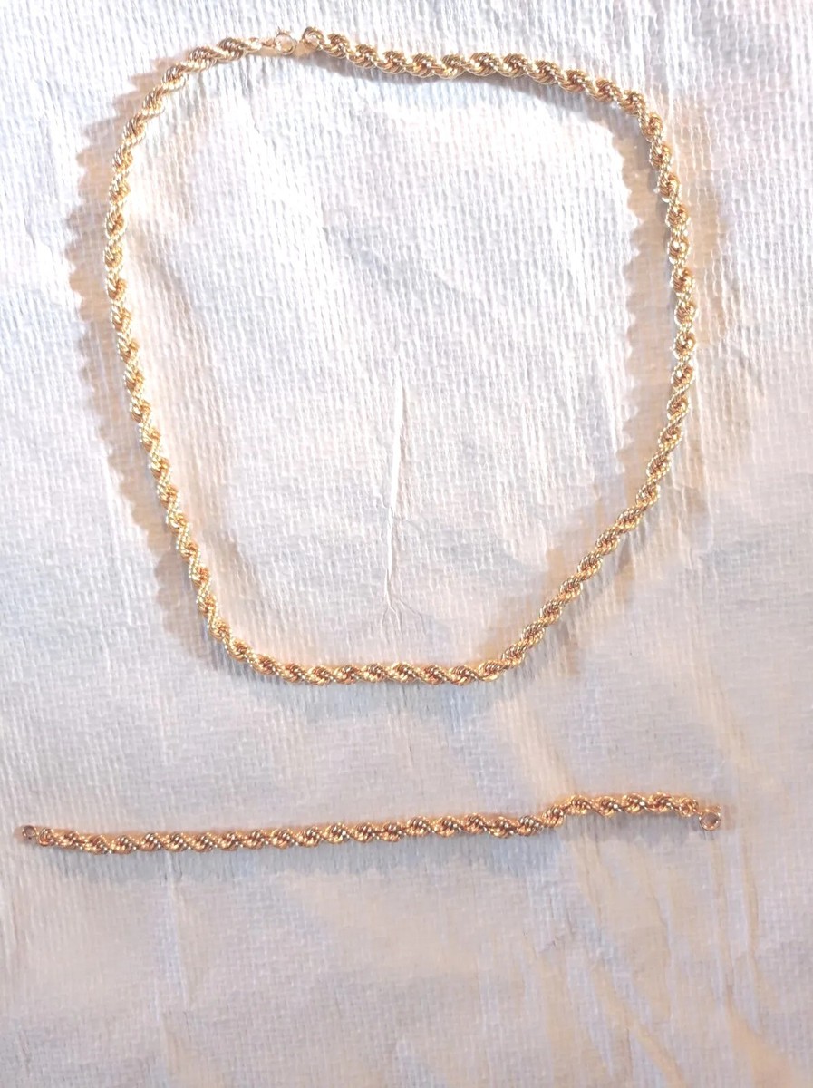 Parure Collier Et Bracelet En Argent Sterling - Style Chaîne Plate XXe Siècle, Occasion